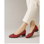 Pantofi dama rosii din piele naturala cu perforatii si toc mic Rosalia CLP03R